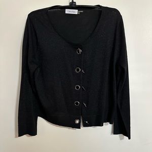 Calvin Klein Black Shimmer Shrug with 3/4 Sleeves, Size M